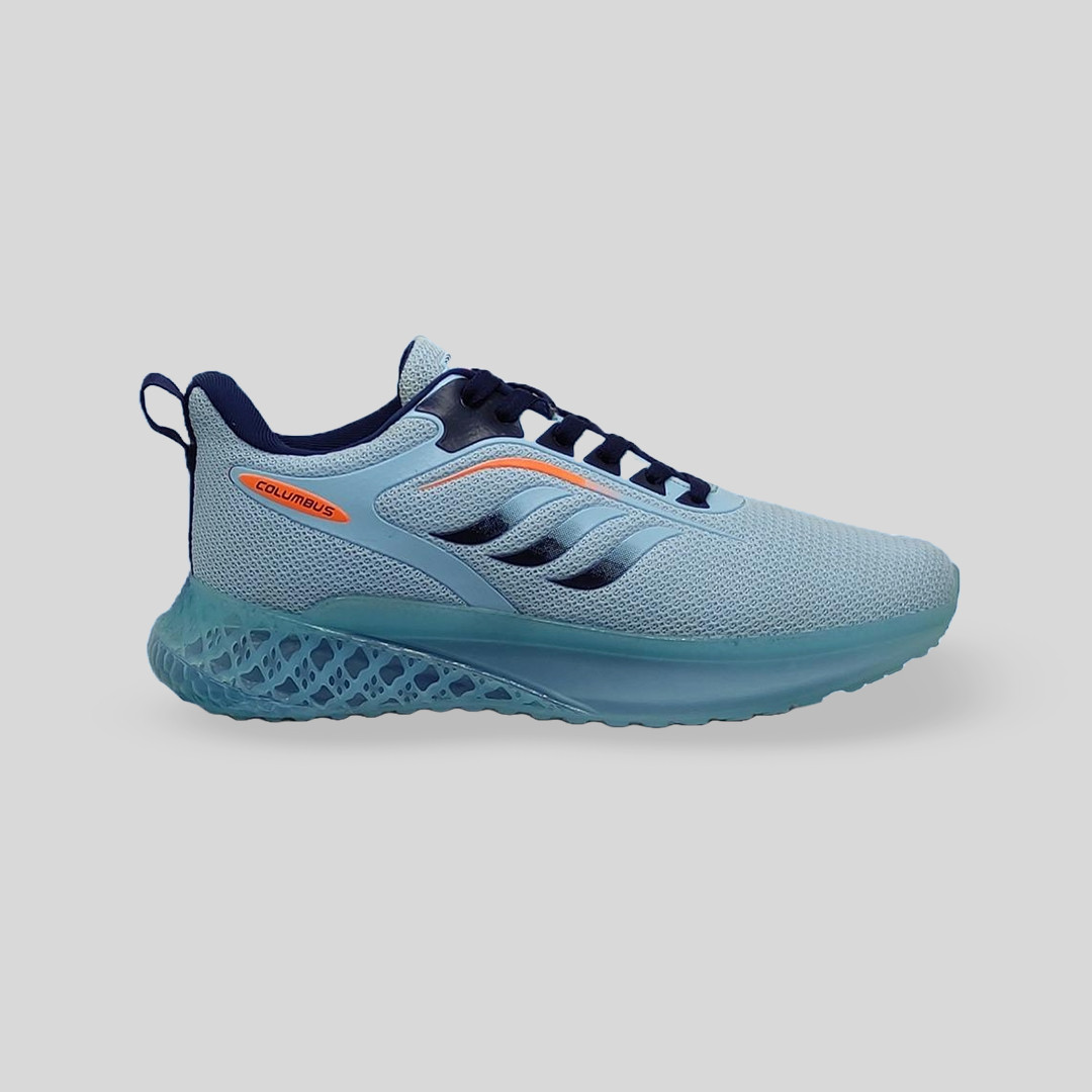 COLUMBUS Mesh Lace Up Men's Sports Shoes  RACE 7 L.SKY-NAVY-F.ORNG