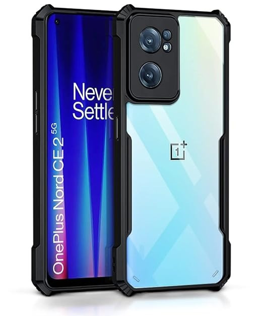WOW IMAGINE Shockproof Crystal Clear 1+ OnePlus Nord CE 2 5G Back Cover Case | 360 Degree Protection | Transparent Mobile Back Cover Case for OnePlus Nord CE 2 5G (Hybrid PC + TPU | Black Bumper)