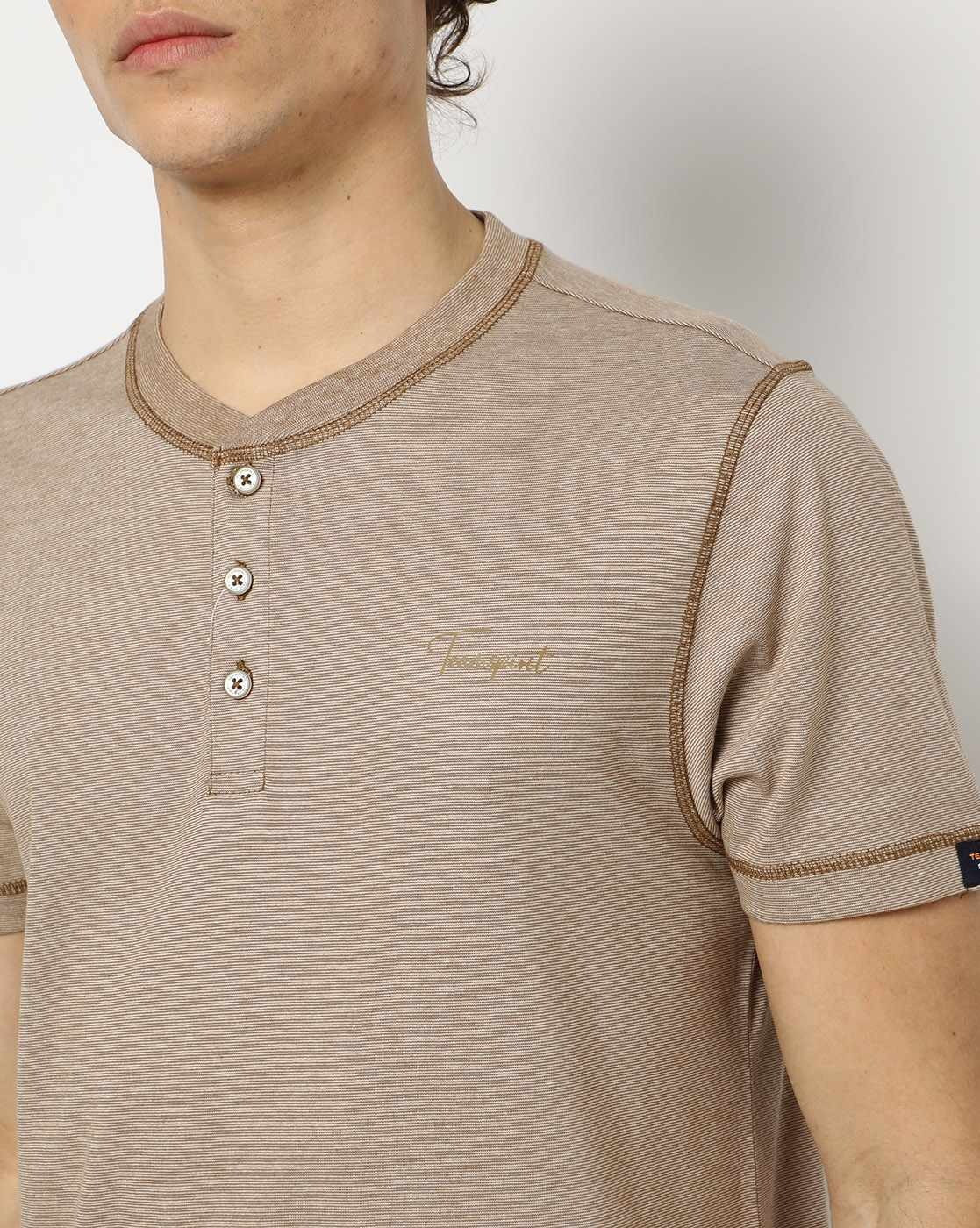 TEAMSPIRIT Regular Fit Core Micro Feeder Heathered Henley T-Shirt