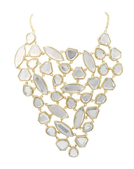 Gold-Plated Mirror Gems Shattered Statement Bib