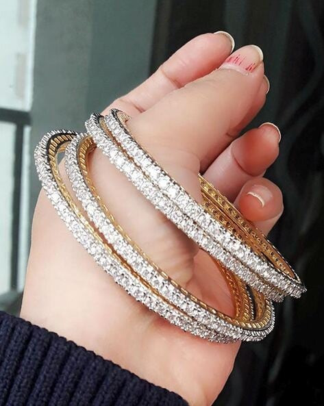 Set of 4 American Diamond-Studded Bangles