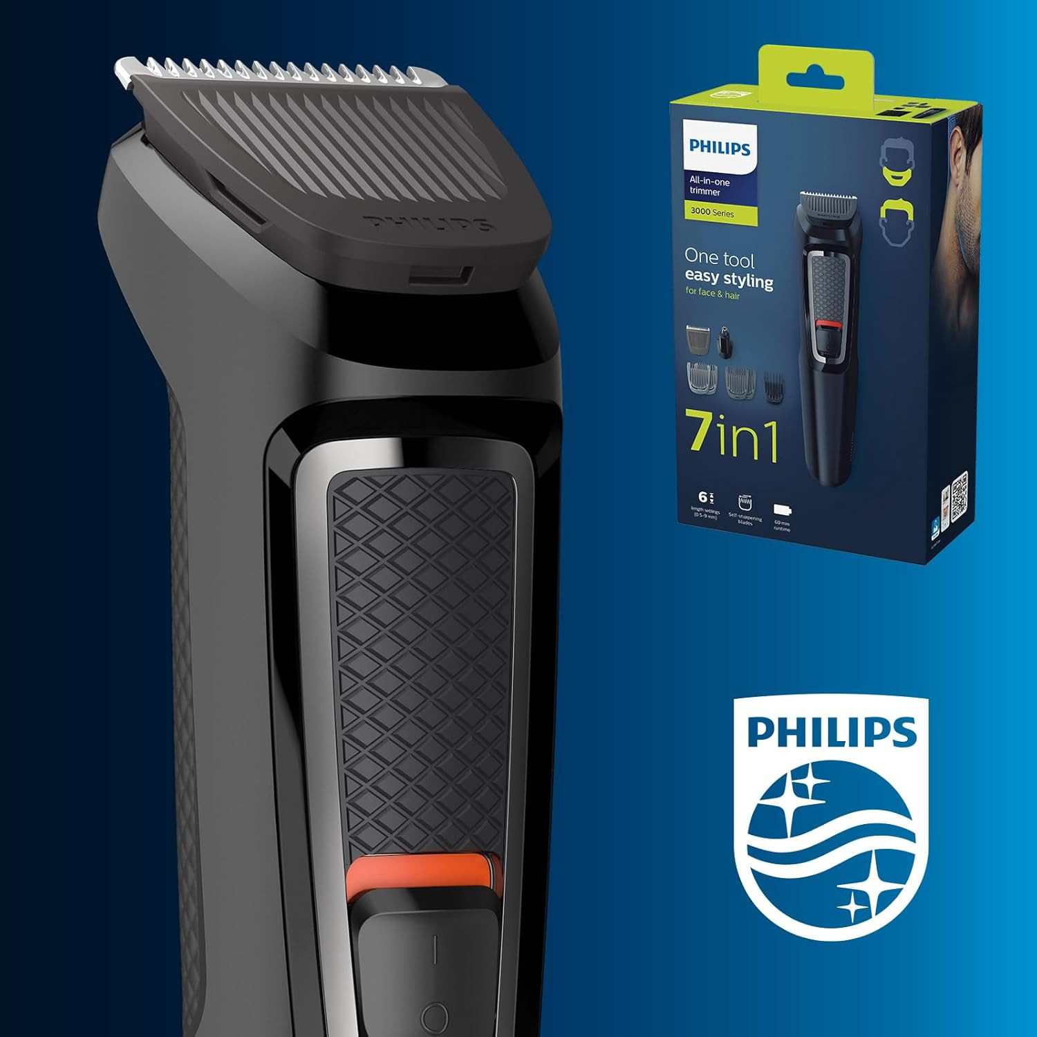 Philips Series 3000 7-in-1 Multi Grooming Kit for Beard & Hair with Nose Trimmer Attachment - MG3720/13
